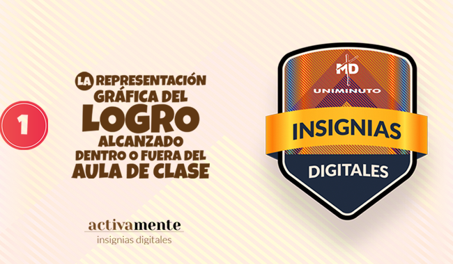 Numeración, texto y escudo de Insignias Digitales Uniminuto 