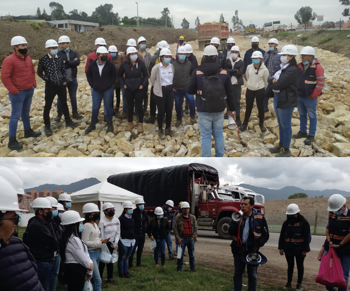 Estudiantes UNIMINUTO de ingeniería civil en salida de campo con INVIAS 