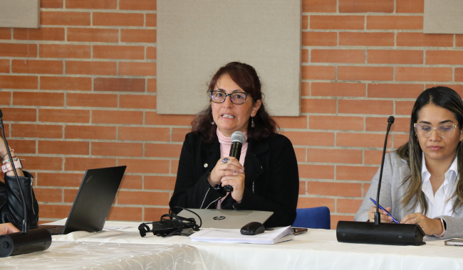 Patricia López, directora de Currículo UNIMINUTO Bogotá hablando 