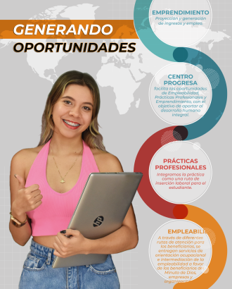 Centro Progresa EPE desarrolla un portafolio de servicios para estudiantes y egresados UNIMINUTO Centro Occidente. 