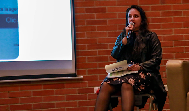 Ponentes en su conferencia en la semana del trabajo social de UNIMINUTO.