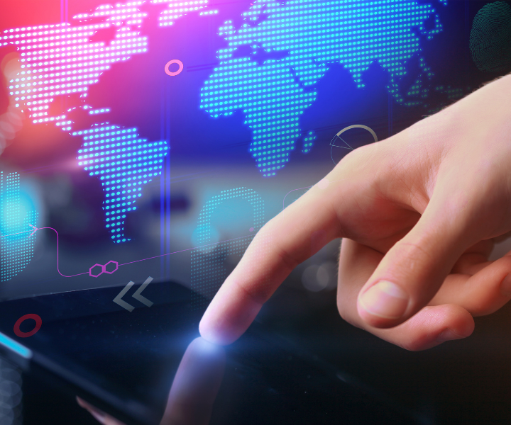 Mano y Mapa mundi digital. Semana de la Internacionalización.3