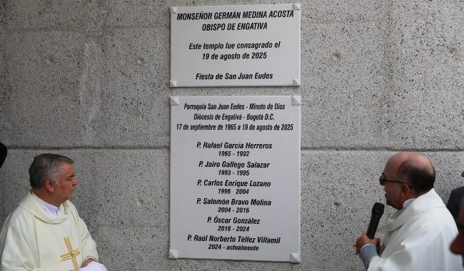 En la foto: padre Mario Polo, cjm; y padre Raúl Tellez, cjm