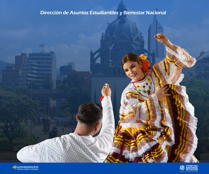 Pareja de baile y un fondo de la plaza de botero en Medellín