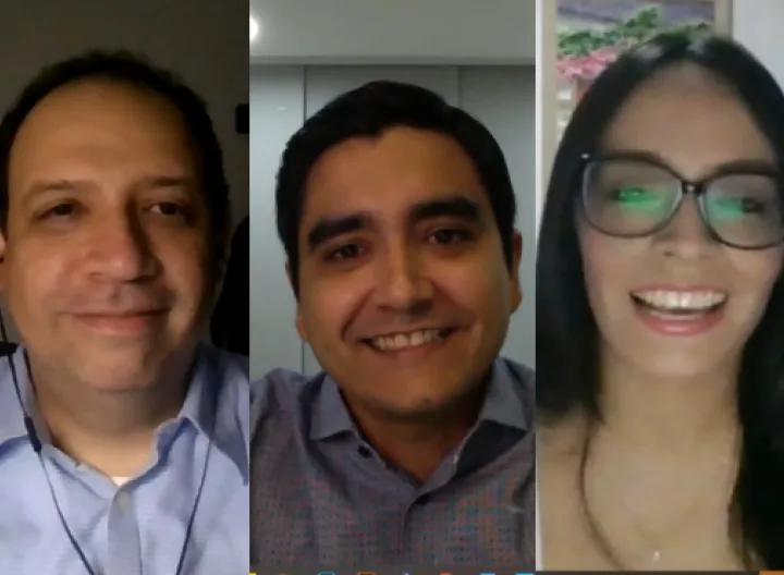 Invitados del webinar "innovación y tecnología en tiempos de crisis” conformado por el Dr. Marco Sanjuan, gerente de innovación de Promigas, director del Centro de innovación en Energía y Gas y del Dr. Jaime Giraldo, asesor de innovación en la compañía Converging Technologies