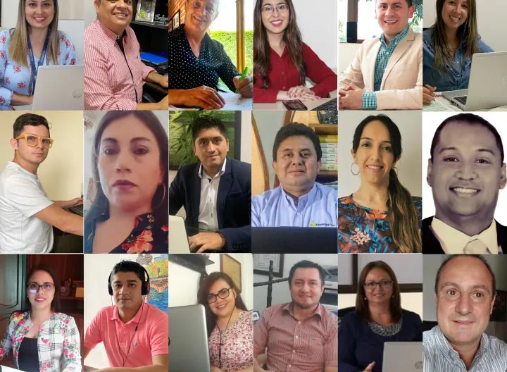 Collage de los administrativos presentando su rendición desde sus casas de manera virtual
