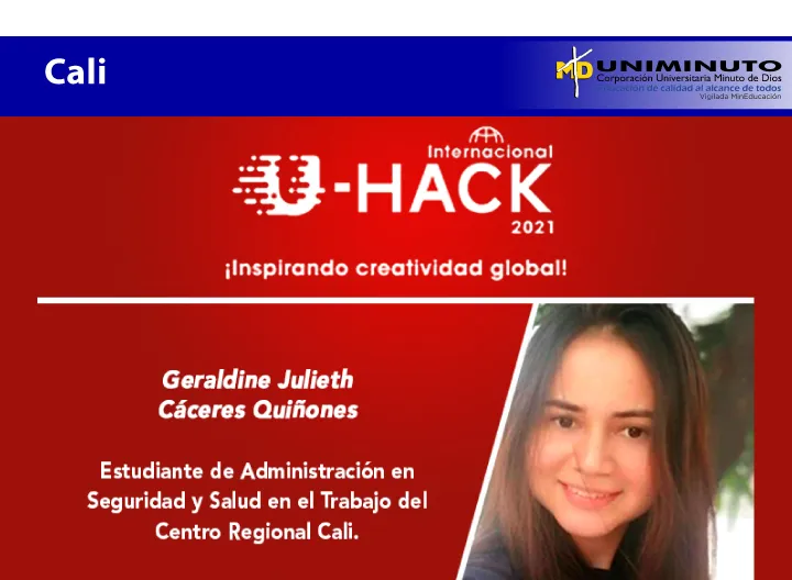 Estudiante de UNIMINUTO Suroccidente Primer Lugar en U-Hack 2021