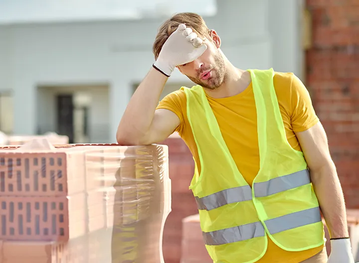 Trabajador de construcción expuesto a una oleada de calor 