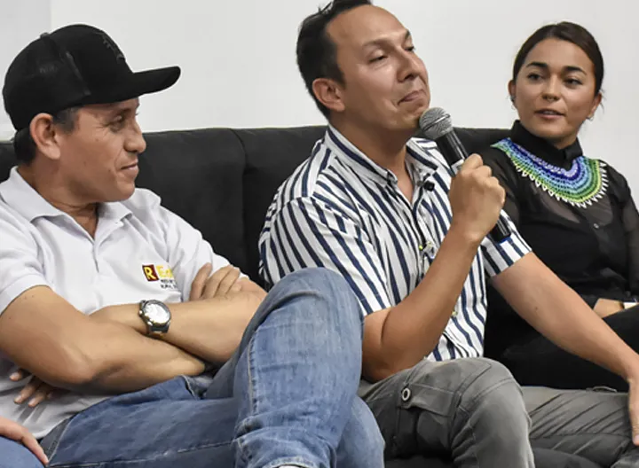 Panelistas invitados durante el conversatorio “Hablemos sobre patrimonio cultural”