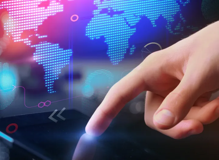 Mano y Mapa mundi digital. Semana de la Internacionalización.3