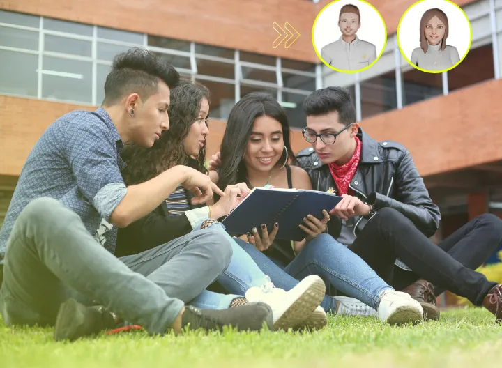 estudiantes universitarios viendo libros