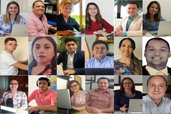 Collage de los administrativos presentando su rendición desde sus casas de manera virtual