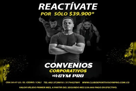 Pieza promocional convenio Gym Pro UNIMINUTO