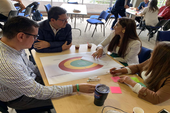 Equipo de lideres estratégicos en mesa de trabajo