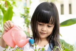 niñas regando plantas niña regando plantas